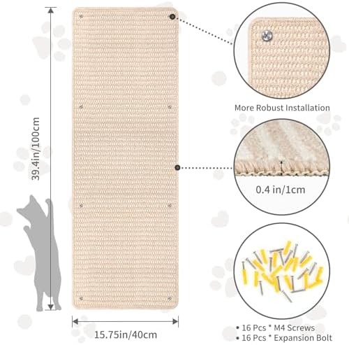 FHTONGE 39.4x15.8 Thickened Cat Wall Climbing Carpet with 16 Fixed Nails - Image 3