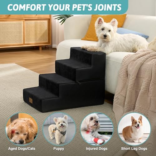 COZY KISS Dog Stairs for Small Dogs, 4 Step Pet Stairs for Beds & Couches - Image 3
