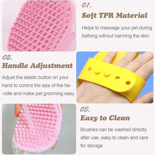 Pet Grooming Brush Kit, 4Pack Dog Bath Brushes Flea Comb Set for Cat - Image 4