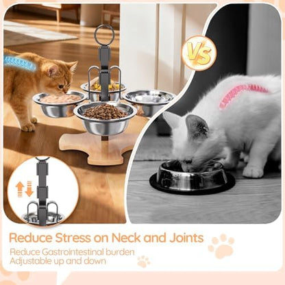 Adjustable Elevated Cat Bowls with Stand, Raised Food & Water Bowl Set - Image 3