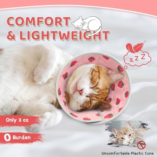 Cat Cone Collar Soft to Stop Licking, Adjustable, Foldable Lightweight Kitten Cones After Surgery Recovery for Cats & Kittens, Cat Cone Alternative, Easy Eating (Pink, M) - Image 2