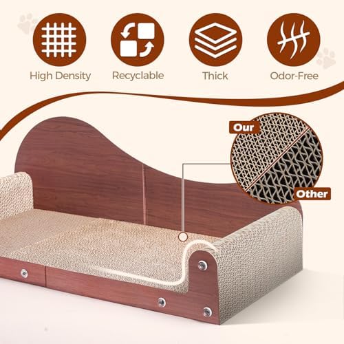 ComSaf Cat Scratcher Bed 26.4 in, Large Cardboard Cat Scratching Board - Image 3