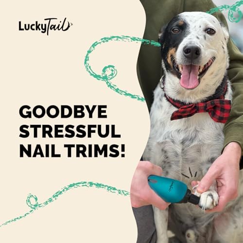 LUCKY TAIL Pet Nail Grinder for Dogs and Cats - Super Quiet and Low Vibration Electric Dog Nail Grinder with 2 LED Lights - USB Rechargeable and Cordless - 2 Speeds - Small to Large Pets - Teal - Image 2