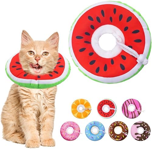 Seyezo Cat Cone Collar Soft, Adjustable Cat Recovery Cone, Watermelon, S by Seyezo