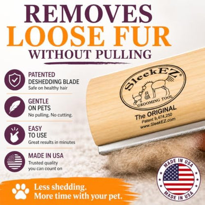 SleekEZ Dog Brush for Shedding | Patented Deshedding Dog Brush | Pet Hair Remover for Short, Medium & Long Coats | Made in USA | 5 Inch - Image 6