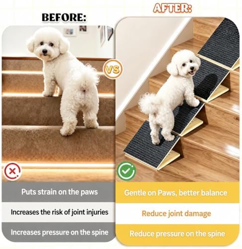 4-Pack Adjustable Small Dog Ramps, Folding Wooden Pet Ramps for Stairs - Image 4