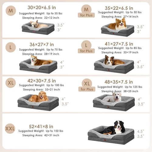 EHEYCIGA Orthopedic Dog Bed for Large Dog, Memory Foam Dog Couch, Grey - Image 5