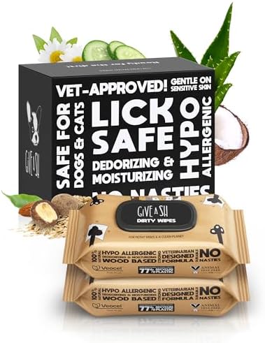 G.A.S Lick-Safe Daily Pet Wipes for Dogs and Cats, Unscented, 200 Count by GAS