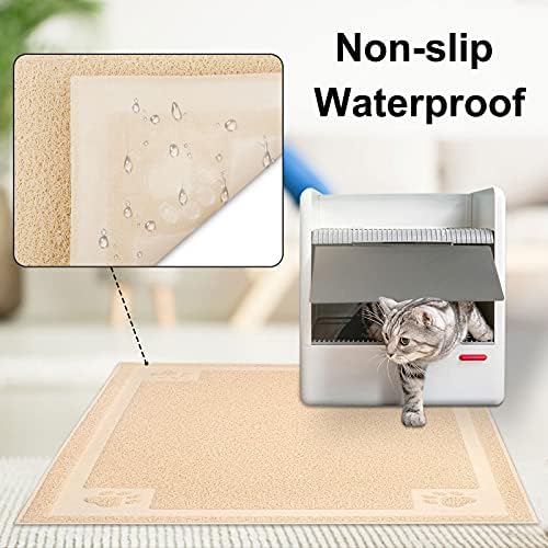 UPSKY Large Cat Litter Mat Trapper 35"×23", Waterproof, Non-Slip, Beige - Image 4