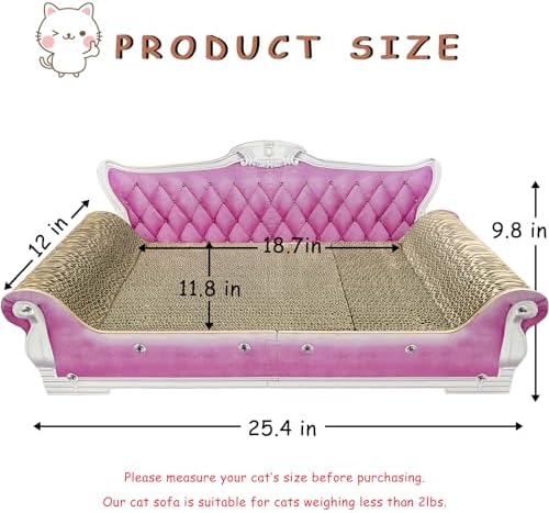 Luxury Cardboard Cat Scratcher Sofa Bed, Couch Shaped Scratching Board with Catnip, Scratcher for Indoor Cats, Large Pink - Image 3