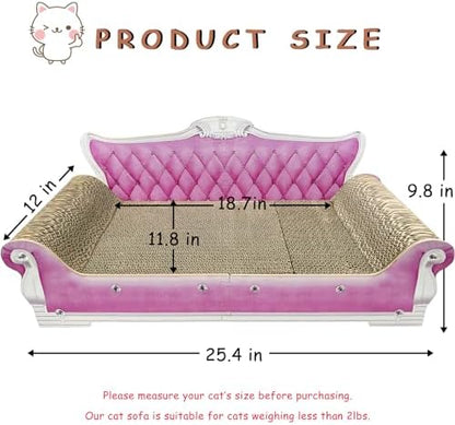 Luxury Cardboard Cat Scratcher Sofa Bed, Couch Shaped Scratching Board with Catnip, Scratcher for Indoor Cats, Large Pink - Image 3