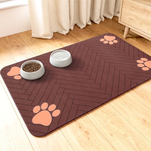 Dog Cat Food Mat, Absorbent Pet Feeding Mat for Food and Water Bowl by Unknown