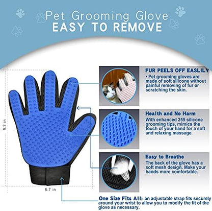 GOESWELL Double-Sided Undercoat Rake for Pet Grooming - Shedding and Dematting Comb with Grooming Glove (Blue 2 Pack) - Image 5