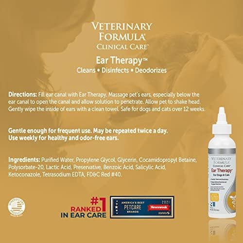 Veterinary Formula Clinical Care Ear Therapy for Dogs & Cats and Antiparasitic & Antiseborrheic Medicated Dog Shampoo Bundle - Image 3