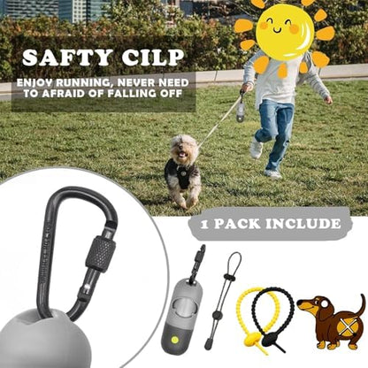 Dog Poop Waste Bags Holder with LED Flashlight|Cute Doggie Poo Bags Dispenser for Pet Leash|Trash Waste Bags Carrier with Potty Clip Fastener LR44 Button Cells Included (Grey, 1 Holder 195 Bags) - Image 5