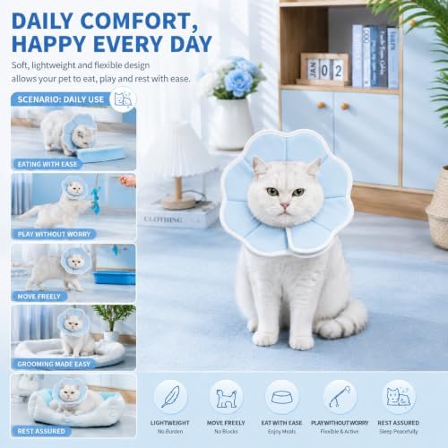 Avont Cat Cone M Adjustable Soft E-Collar, Blue - Image 5