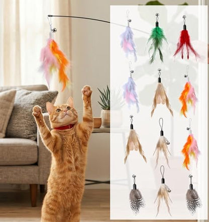 12 Pcs Cat Toy Attachments, Cat Toys Feather Replacement with Bells - Image 6
