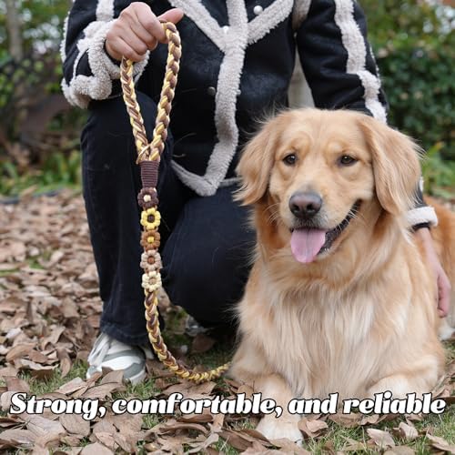 5FT Braided Cotton Rope Leash for Small, Medium and Large Dogs, Golden Harvest - Image 4