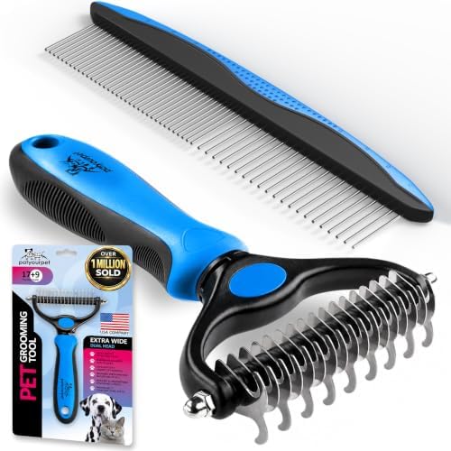 Pat Your Pet Deshedding Brush & Metal Comb Grooming Combo by Pat+Your+Pet