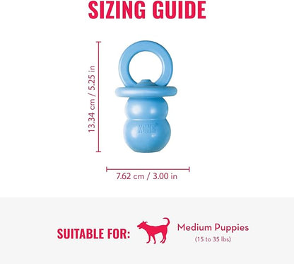 KONG Puppy Binkie - Pacifier Dog Toy for Puppies - Stuffable Treat Chew Toy for Treats - Durable Natural Rubber for Teething Puppy - for Medium Puppies - Blue