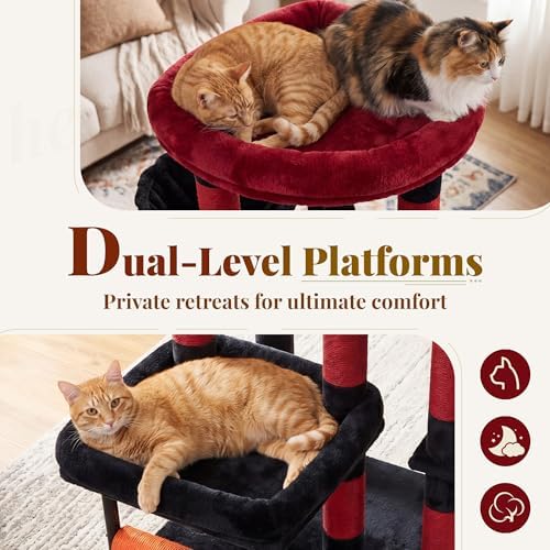 Hey-brother Cat Tree Tower with Stable L-Shaped Widen Base, Condo, MPJ086BR - Image 4