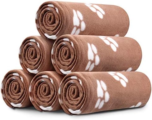 Comsmart Dog Blankets, 6 Pack Fleece Pet Blankets, 39x35 inches, Brown by Comsmart