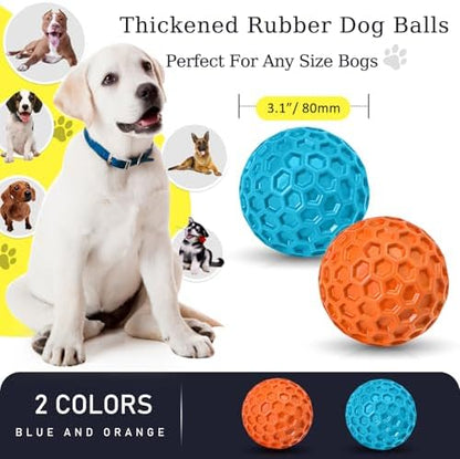 2 Pack Indestructible Squeaky Dog Balls for Aggressive Chewers, Interactive Dog Toys for Teething, Relieving Anxiety. Chew Toy for Large, Medium Breeds, Outdoor Rubber Balls. - Image 2