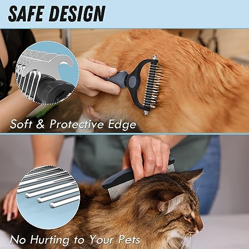 Docrok Pet Grooming Brush and Metal Comb Combo for Dogs & Cats, Gray - Image 4