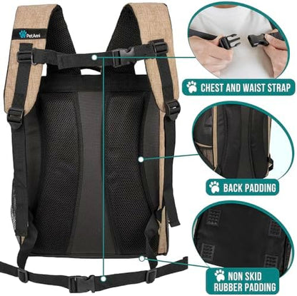 PetAmi Dog Backpack Carrier Airline Approved Cat Pet Puppy Bag, Taupe - Image 5