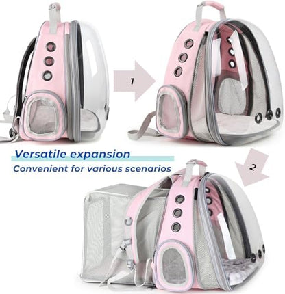 Lollimeow Expandable Cat Backpack Carrier for Large Cats & Small Dogs - Airline Approved Pet Bubble Backpack with Dual-Side Expansion, Perfect for Travel, Hiking & Outdoor Adventures, Up to 16lbs - Image 2