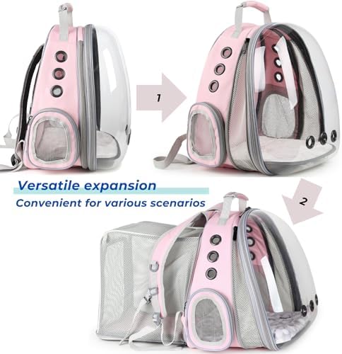 Lollimeow Expandable Cat Backpack Carrier for Large Cats & Small Dogs - Airline Approved Pet Bubble Backpack with Dual-Side Expansion, Perfect for Travel, Hiking & Outdoor Adventures, Up to 16lbs - Image 2
