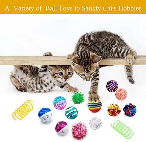 LASOCUHOO Cat Toys Kitten Assortment - Rainbow, Crinkle, Sparkle, Bell & Sisal Balls for All Cats - 30 Packs - Image 5
