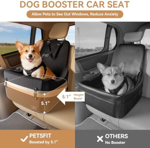 PETSFIT Dog Car Seat with Patented Safety System, 5" Elevated Cushion - Image 4