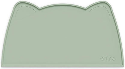 OHMO - Cat Food Mat, Silicone Pet Feeding Mat for Floor Non-Skid Waterproof Dog Water Bowl Tray, Easy to Clean Pet Placemat (Sage Green, 20 * 12'')