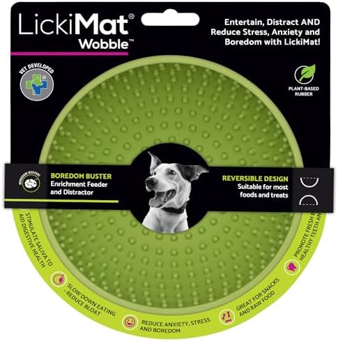 LickiMat Wobble, Dog Slow Feeder Bowl Lick Mat, Boredom Anxiety Reducer; Perfect for Food, Treats, Yogurt, or Peanut Butter. Fun Alternative to a Slow Feed Dog Bowl, Green by LICKIMAT