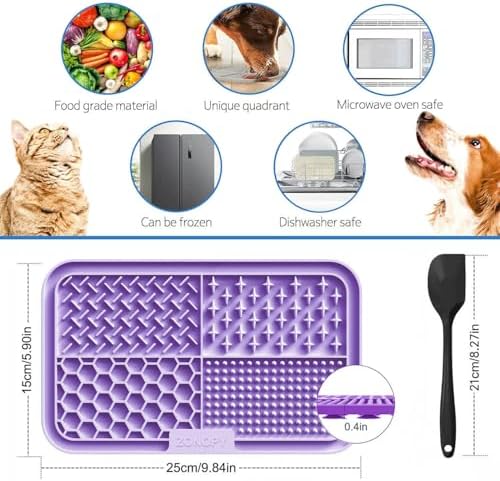 Licking Mat for Dogs & Cats with Suction Cups, 1 Pack Dog Slow Feeder Lick Pat for Anxiety Relief, Dog Toys Feeding Mat for Butter Yogurt Peanut, Pets Bathing Training Grooming Mat - Image 3