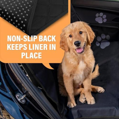 Active Pets Waterproof Hammock Standard Car Seat Cover, Fits Sedans Hatchbacks Crossovers Coupes Compact Vehicles, Secure Convertible Travel Bed Protects Backseat Cargo from Dogs, Black w/Black Trim - Image 3