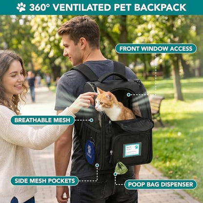 PetAmi Expandable Dog Backpack Carrier for Cats & Pets, Breathable Cat Carrier Backpack with Top Window & Multi-Entry, Ventilated Foldable Travel Carrier for Small Medium Pets up to 18 lbs, Black - Image 5