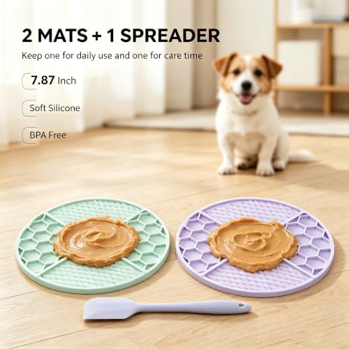2Pcs Silicone Dog Cat Lick Mat, 61 Suction Cups Honeycomb BPA-Free - Image 2