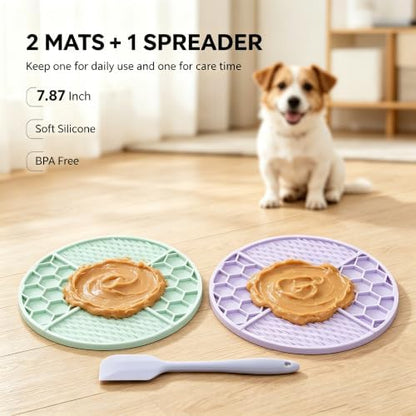 2Pcs Silicone Dog Cat Lick Mat, 61 Suction Cups Honeycomb BPA-Free - Image 2