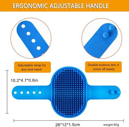 ROPO Dog Bath Brush, Dog Shampoo Brush With Adjustable Ring Handle Long Bristles, Upgraded Version Anti-Slip Back & Strap, Pet Grooming Brush for Dogs & Cats 2pcs - Image 5