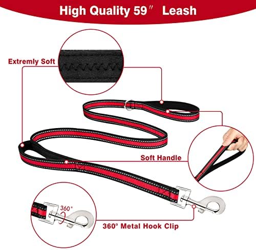 WINSEE Pet Harness Collar and Leash Set, All-in-one Reflective Dog Harness No Pull with Adjustable Buckles for Puppies, Small, Medium, Large, and Extra-Large Dogs (Small, Red) - Image 4