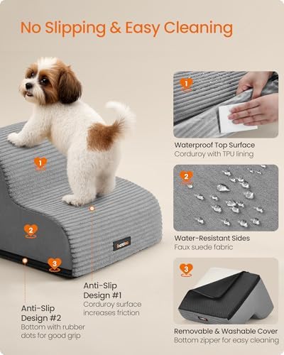 Feandrea 2-Step Dog Stairs, Waterproof, Anti-Slip, Gentle Slope - Image 5