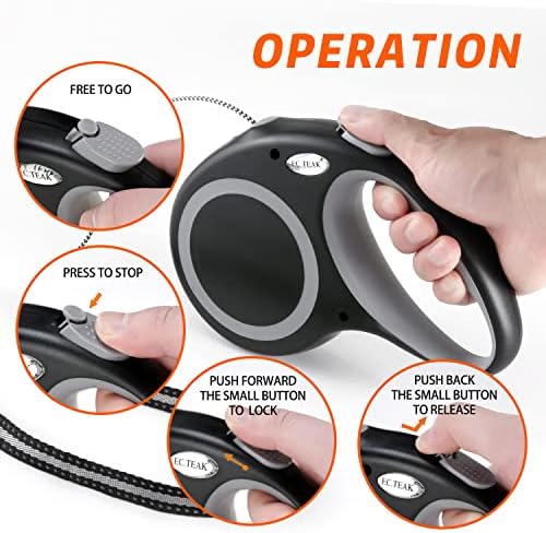Retractable Dog Leash, 30 FT Dog Walking Leash for Small Medium Large Dogs up to 77 lbs, Heavy Duty No Tangle, Black - Image 4