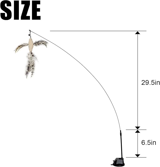 TTcat Cat Toys Suction Cup,2 Cat Wand Toys,8Pcs Birds and Insects Dragonfly Grasshopper Simulation Feather Refills with Bells, Interactive Cat Toys for Indoor Cats and Kitten.