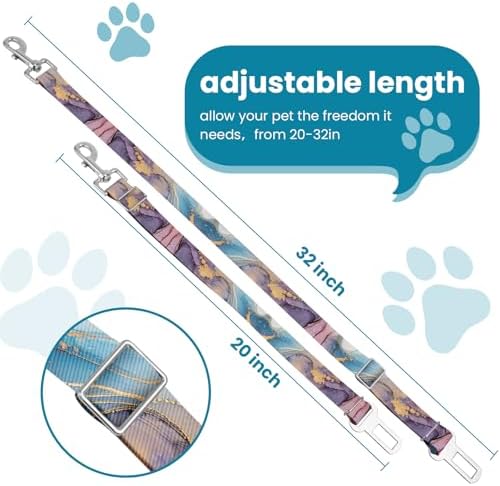 Adjustable pet cat and Dog car seat Belt，The Lanyard is Flexible and Adjustable from 20 to 33 inches(Light Luxury Marble) - Image 2