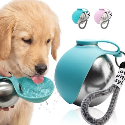 Portable Dog Water Bottle with Bowl, 10oz Leak-Proof Stainless Steel Dog Travel Water Bottle, BPA-Free Pet Water Dispenser for Small & Medium Dogs, Walking, Hiking & Outdoor Travel by Unknown
