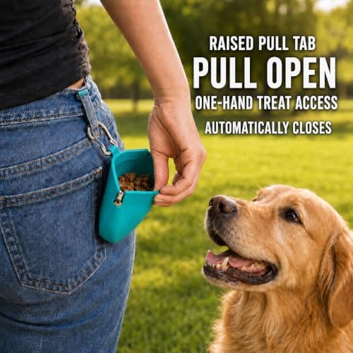 1 Cup Silicone Dog Treat Pouch, Dog Training Treat Bag, Green - Image 2