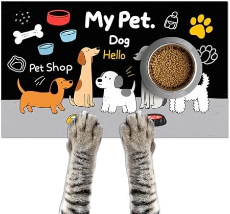 HOMETITUTE Dog Feeding Mat Dog Bone Paw Bowl Placemat 20 x 12 Inch by HOMETITUTE