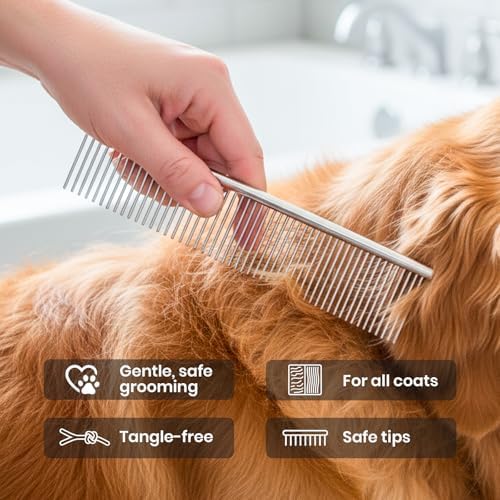 DELOMO Silicone Pet Grooming Gloves Dog Washing Gloves with Comb, Grey - Image 6